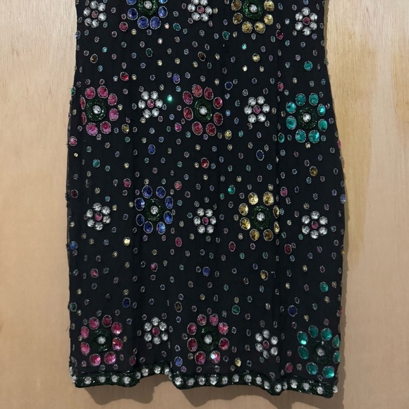 Vintage French Collezioni Black Allover Silk Sequined Sleeveless Dress - Picture 4 of 9